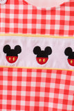 Red Character Plaid Embroidered Jon Jon