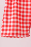Red Character Plaid Embroidered Jon Jon