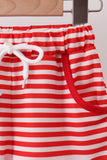 Red Stripe Apple Embroidered Set