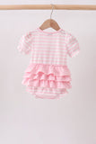 Pink Stripe Apple Book Applique Bubble