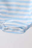 Blue Stripe Apple Book Appliqué Bubble