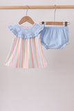 Seashell Stripe Embroidered Bloomer Set