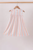 Seashell Stripe Embroidered Dress