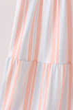 Multicolored Stripe Smocked Tiered Women Dress