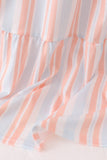 Multicolored Stripe Smocked Tiered Women Dress