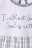 Blue Faith Quote Embroidered Dress