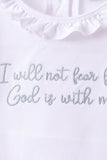 Blue Faith Quote Embroidered Ruffle Shorts Set