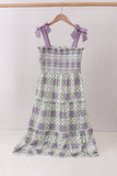 Purple Floral Smocked Women Dress