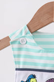 Blue stripe under the sea Embroidered Jon Jon