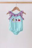 Blue under the sea Embroidered UPF Swim One-Piece