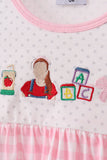 Pink Pencil ABC embroidery gingham bloomer set