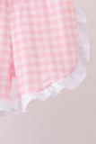 Pink Pencil ABC embroidery gingham ruffle shorts set