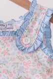Blue Floral Print Ruffle Bubble