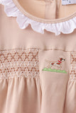 Khaki Puppy Smocked Ruffle Shorts Set