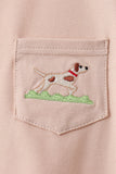 Khaki Puppy Embroidered Shorts Set