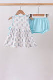 Blue Boots Print Bloomer Set