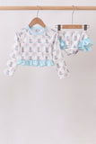Blue Boots Ruffle Rashguard Set