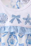 Blue Shells Embroidered Ruffle Bubble