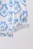 Blue Shells Embroidered Ruffle Bubble