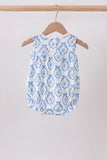 Blue Shells Embroidered Ruffle Bubble