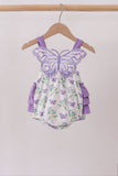 Purple Butterfly Applique Ruffle Bubble