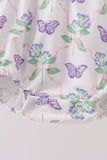 Purple Butterfly Applique Ruffle Bubble