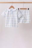 Blue Gingham Shorts Set