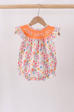 Coral Jesus Loves me Embroidered Floral Bubble