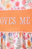 Coral Jesus Loves me Embroidered Floral Shorts Set