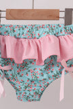 Green Floral Smocked Swimsuit