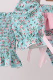Green Floral Smocked Swimsuit