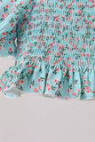 Green Floral Smocked Swimsuit