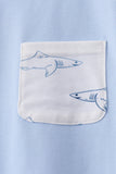 Blue Shark Print Shorts Set