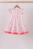 Pink Floral Ruffle Dress