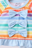 Rainbow Stripe Bow Ruffle Rashguard Set