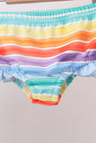 Rainbow Stripe Bow Ruffle Rashguard Set