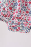 Blue Floral Smocked Ruffle Bubble