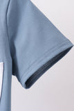 Blue Pocket Grid Shorts Set
