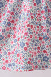 Blue Floral Smocked Ruffle Dress