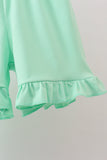Green Butterfly Smocked Ruffle Shorts Set