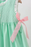 Green Butterfly Smocked Ruffle Shorts Set