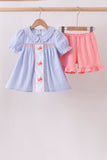 Blue Whale Smocked Seersucker Shorts Set