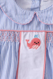 Blue Whale Smocked Seersucker Shorts Set