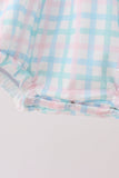 Blue Plaid Ruffle Bubble