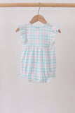 Blue Plaid Ruffle Bubble