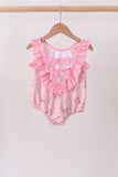 Pink Floral Ruffle One-Piece Swimsuit