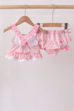 Pink Floral Ruffle 2pc Swimsuit