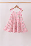Pink Floral Tiered Dress