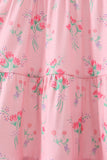 Pink Floral Tiered Dress