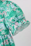 Green house floral Ruffle Dress